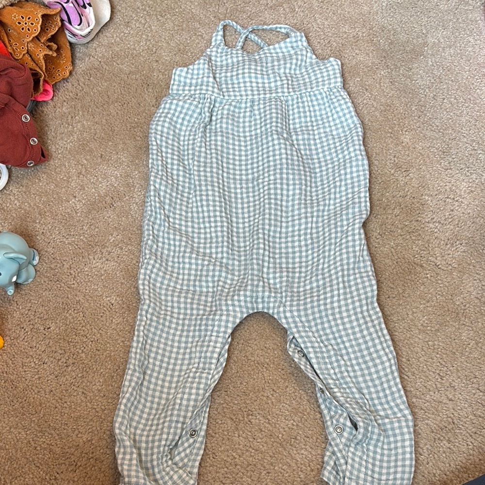 Blue and White Gingham Jumpsuit